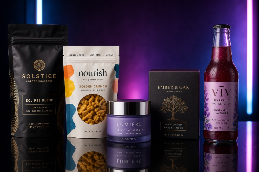 Branded packaging after labels are applied